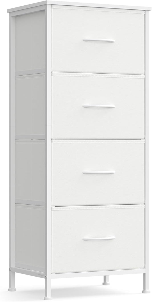 SONGMICS Dresser - Stylish Chest of Drawers with 4 Non-Woven Fabric Bins | Cloud White & Snow White