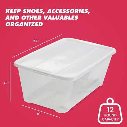 Life Story 10-Pack Plastic Storage Boxes - Stackable Shoe Organizers | 6 Liter Clear Bins with Lids for Home Organization