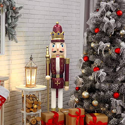 Large 4ft King Christmas Nutcracker Figurine - Wooden Holiday Decor for Front Door & Fireplace (Variation of THIS listing)