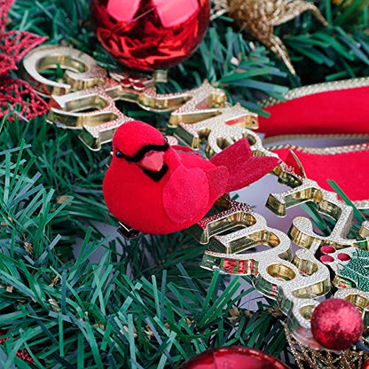 12Pcs Christmas Cardinal Bird Ornaments with Metal Clips for Holiday Decor
