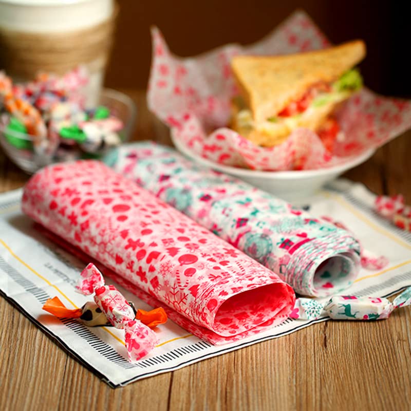 Christmas Snowflakes Wax Paper Sheets - Waterproof Food Wraps for Baking & Packaging, 50 Sheets