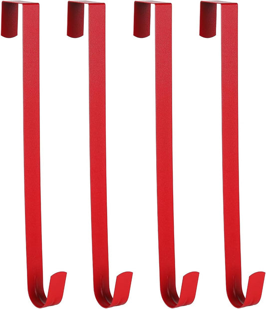 Sattiyrch 15" Wreath Hanger - Sturdy Steel Over The Door Hook for Front Door (Red, 4")