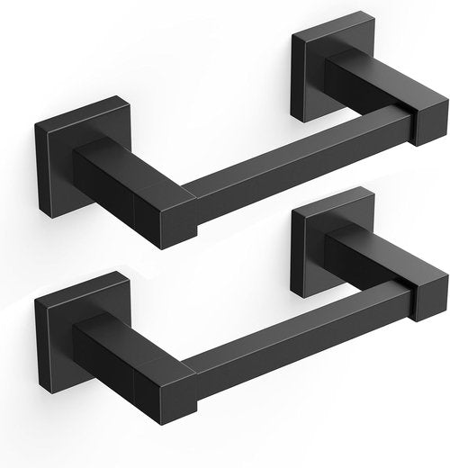FORIOUS Toilet Paper Holder - Rustproof Stainless Steel Double Post Pivoting Design | Matte Black, 2 Pack
