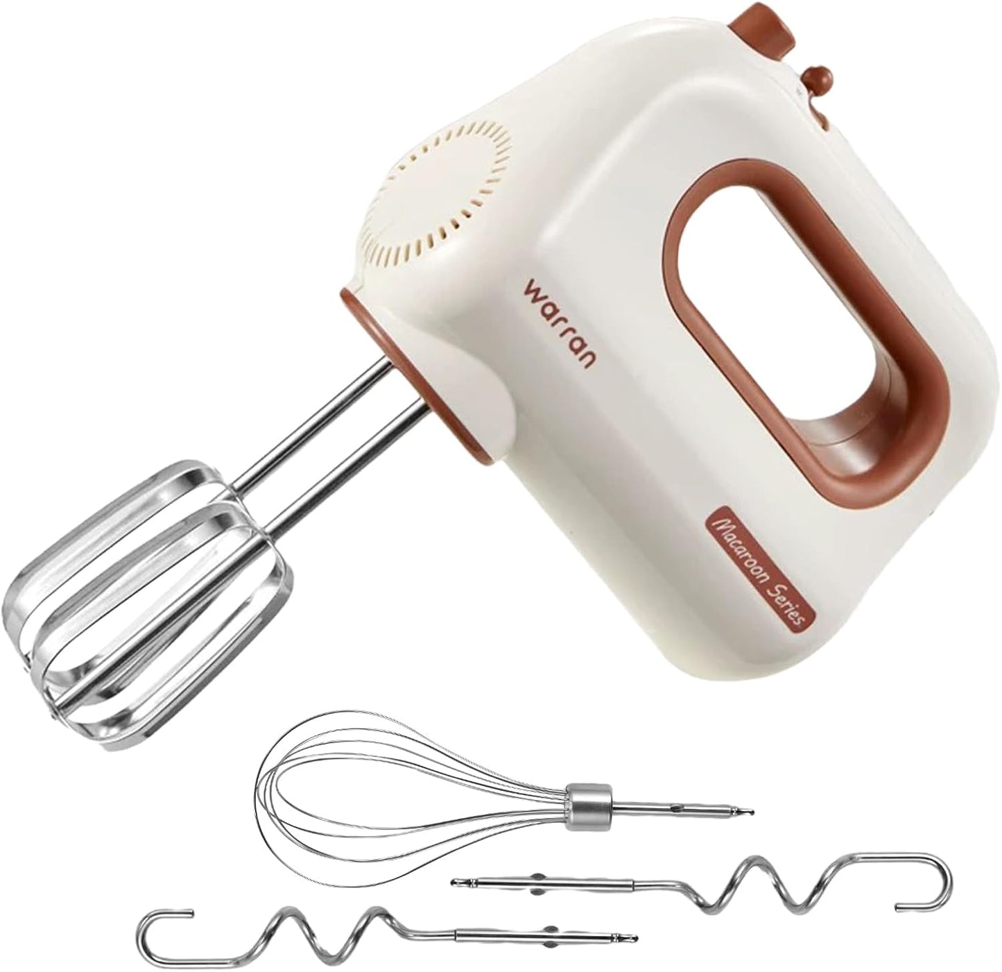 Skiennix 300W Electric Hand Mixer - Powerful Quiet DC Motor for Baking & Cake Making | Compact White Design