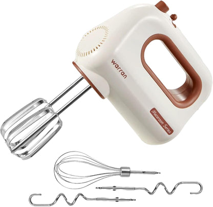 Skiennix 300W Electric Hand Mixer - Powerful Quiet DC Motor for Baking & Cake Making | Compact White Design