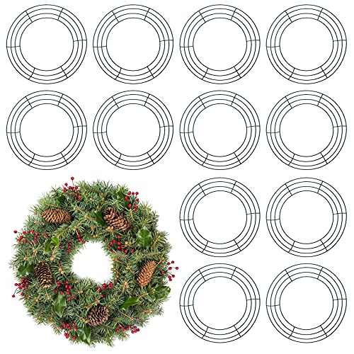 12 Inch Green Metal Wreath Frame Round Wire Ring for DIY Crafts & Decorations