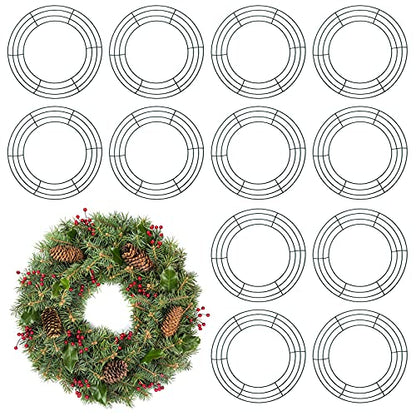 12 Inch Green Metal Wreath Frame Round Wire Ring for DIY Crafts & Decorations