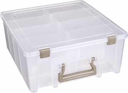 ArtBin Super Satchel Double Deep Compartment Box - Versatile Art Storage with 8 Removable Compartments (Gold)