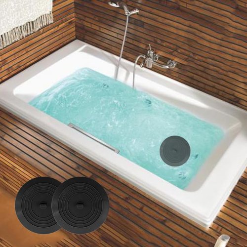 V-TOP Bathtub Drain Stopper 2 Pack, 5 inches Silicone Tub Stopper Shower Drain Cover, Bath Tub Plug Hair Stopper,Universal Flat Suction Renter Friendly Bath Accessories