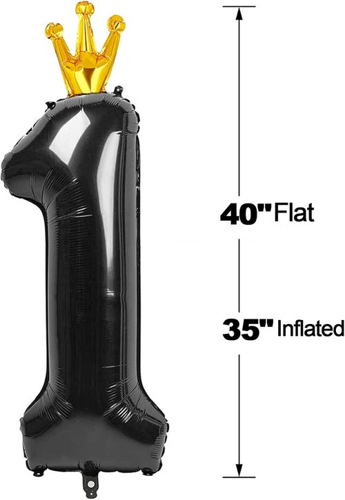 Black 40-Inch Giant Number 1 Balloon by [Brand Name] | Perfect First Birthday Decoration for Boys and Girls