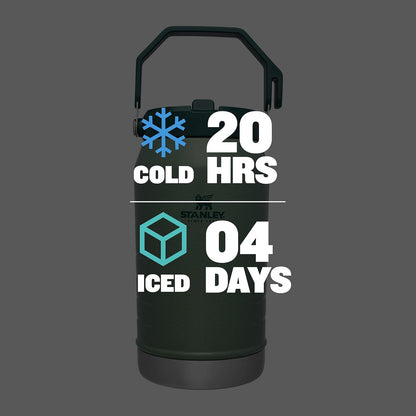Stanley IceFlow Stainless Steel Water Jug - Vacuum Insulated 64 OZ Tumbler with Straw | Hammertone Green