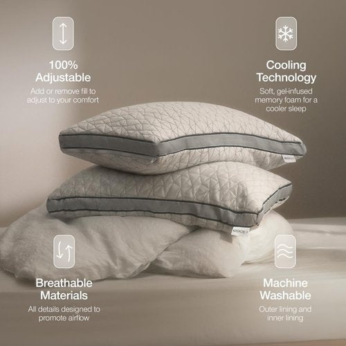 Coop Home Goods Eden Bed Pillow - Medium Soft Memory Foam Cooling Gel | Queen Size for All Sleep Positions