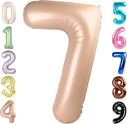 40 Inch Light Brown Number 7 Balloon | Perfect for Birthdays, Engagements, and Graduations