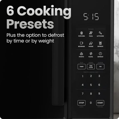 Chefman Microwave Oven - 0.9 Cu. Ft. Capacity, 900 Watts, 10 Power Levels & 6 Cooking Presets - Black