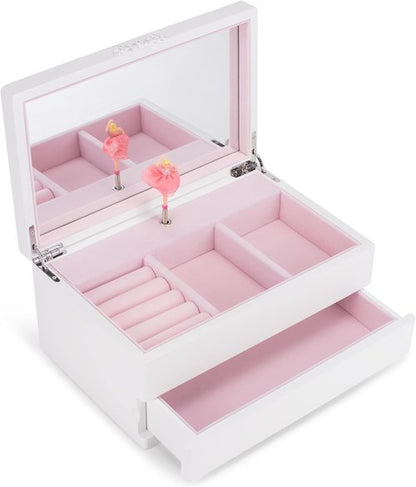 Cottage Garden Musical Jewelry Box - Ballerina White with Silver Tone | 10-Inch Plays Dance of The Sugar Plum Fairy