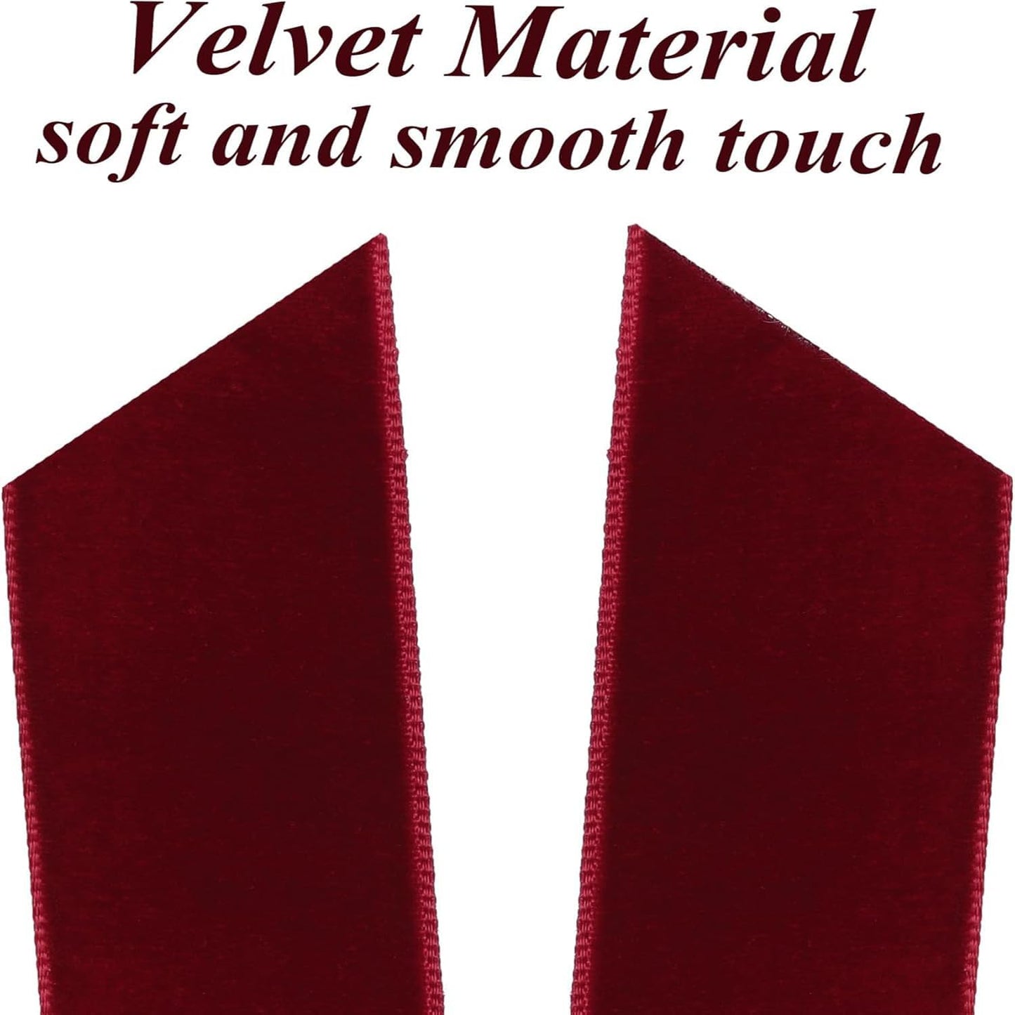 Valentines Tree Decorations | 12 Pcs Wine Red Velvet Ribbon Bows - 5in x 8.7in Xmas Ornaments for Holiday Decor