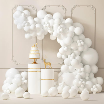 RUBFAC Premium White Balloons - 87pcs in Various Sizes (5-18 Inches) for Garland & Arch Decor