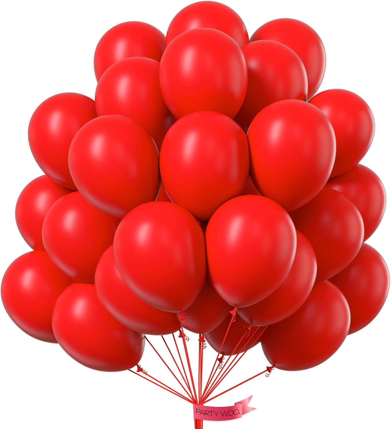 PartyWoo White & Red Balloons - 100 Pack for Festive Celebrations | Perfect for Parties & Events