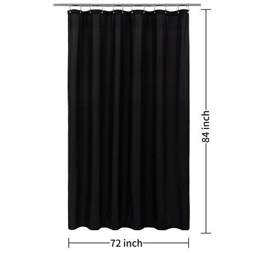 ALYVIA SPRING Extra Long Fabric Shower Curtain Liner Waterproof - 72" x 84", Soft & Lightweight XL Shower Curtain with 3 Magnets, Machine Washable - 72x84, Black