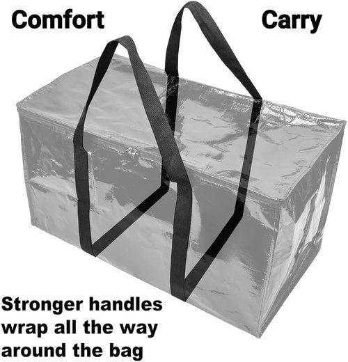 BAG-THAT! Heavy Duty Large Moving Bags - 10-Pack with Strong Zipper & Comfortable Handles