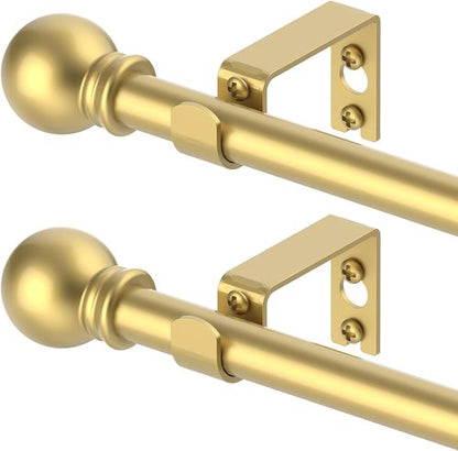 GXOACKJ Gold Curtain Rods - Heavy Duty 5/8 Inch Metal Set for Windows 32 to 62 Inch | 2 Pack with Brackets