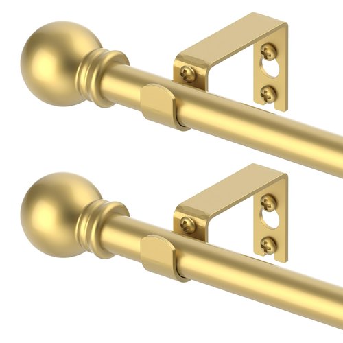 GXOACKJ 2 Pack Gold Curtain Rods for windows 32 to 48 inch, 5/8 inch Splicing Heavy Duty Metal Curtain Rod Set with Brackets