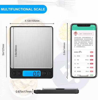 YONCON Digital Kitchen Scale - High Accuracy 3000g/0.1g Mini Pocket Scale with Tare Function & LCD Display