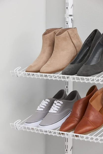 Rubbermaid Customizable Wall Mount Shoe Shelf - White | Ideal for Home Organization & Closet Storage