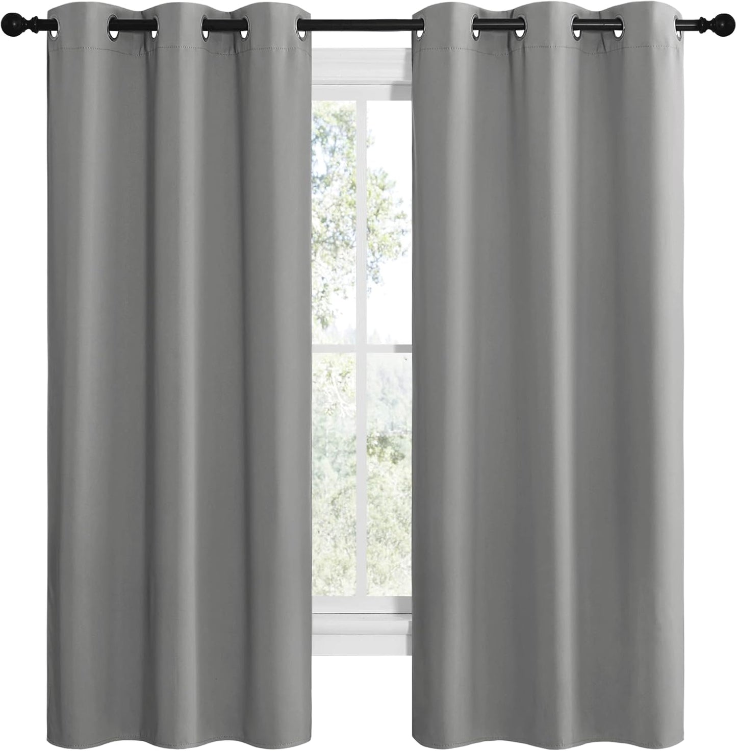 NICETOWN Thermal Insulated Blackout Curtains - Kids' Nursery Drapes, Silver Grey, 2 Panels (W42 x L68-Inch)