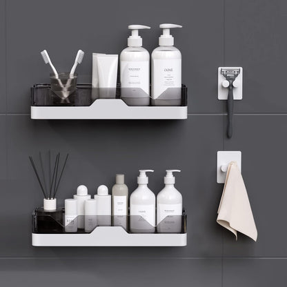 Skiennix 2-Pack Adhesive Shower Caddy - No-Drill Shower Shelves with Hooks for Bathroom & Kitchen Storage