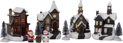 Regine Switzerland 11 PCS Christmas Village Set - Lighted Figurines for Festive Home Decor | Xmas Theme Collectibles