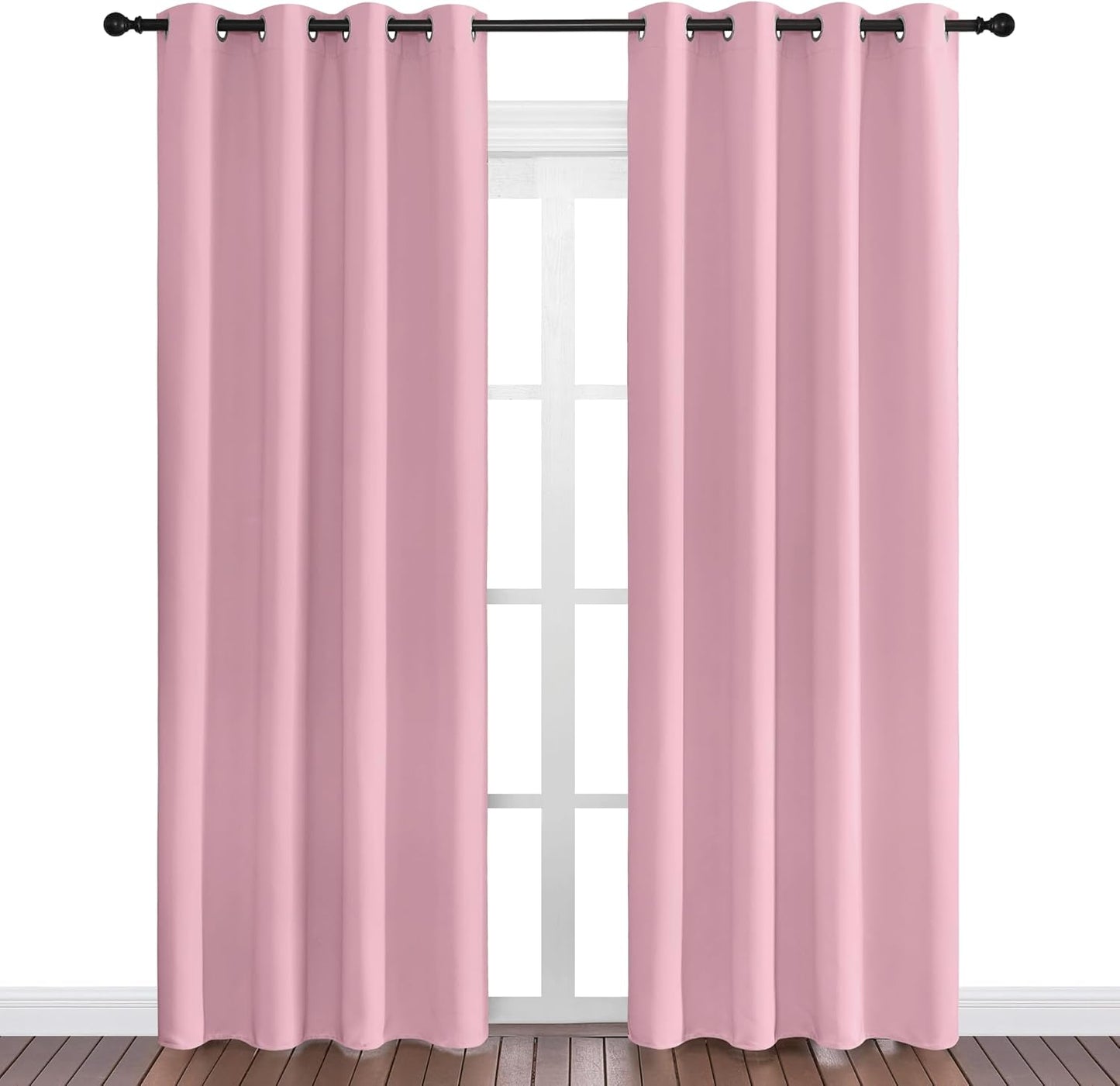 NICETOWN Crystal Pink Blackout Curtains - Thermal Insulated Grommet Drapes for Living Room | 55 x 86 Inches (1 Pair)