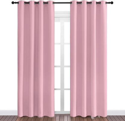 NICETOWN Crystal Pink Blackout Curtains - Thermal Insulated Grommet Drapes for Living Room | 55 x 86 Inches (1 Pair)