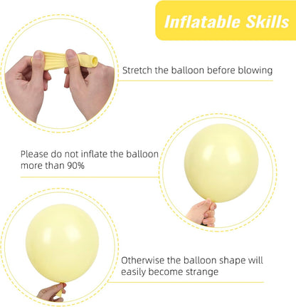 RUBFAC Pastel Yellow Balloons - 129pcs in Various Sizes for Birthday, Wedding, Baby Shower Decor