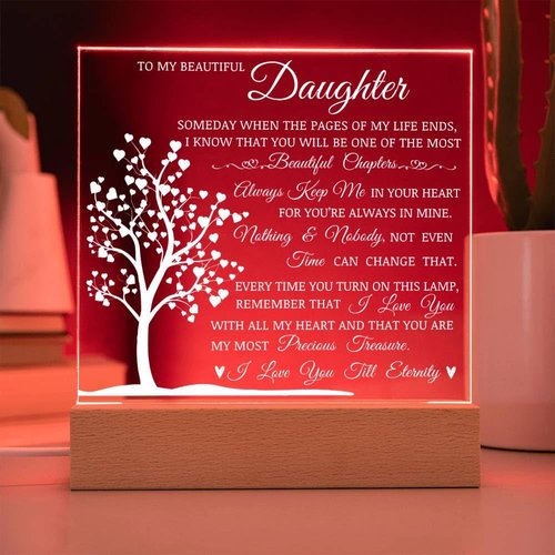 Daughter Keepsake Gift - Lamp of Love, Square Acrylic Plaque Gift for Daughter, Meaningful Message on Display, Unique Birthday Gift for Daughter, Best Gift Idea for Christmas, Gift to Daughter from