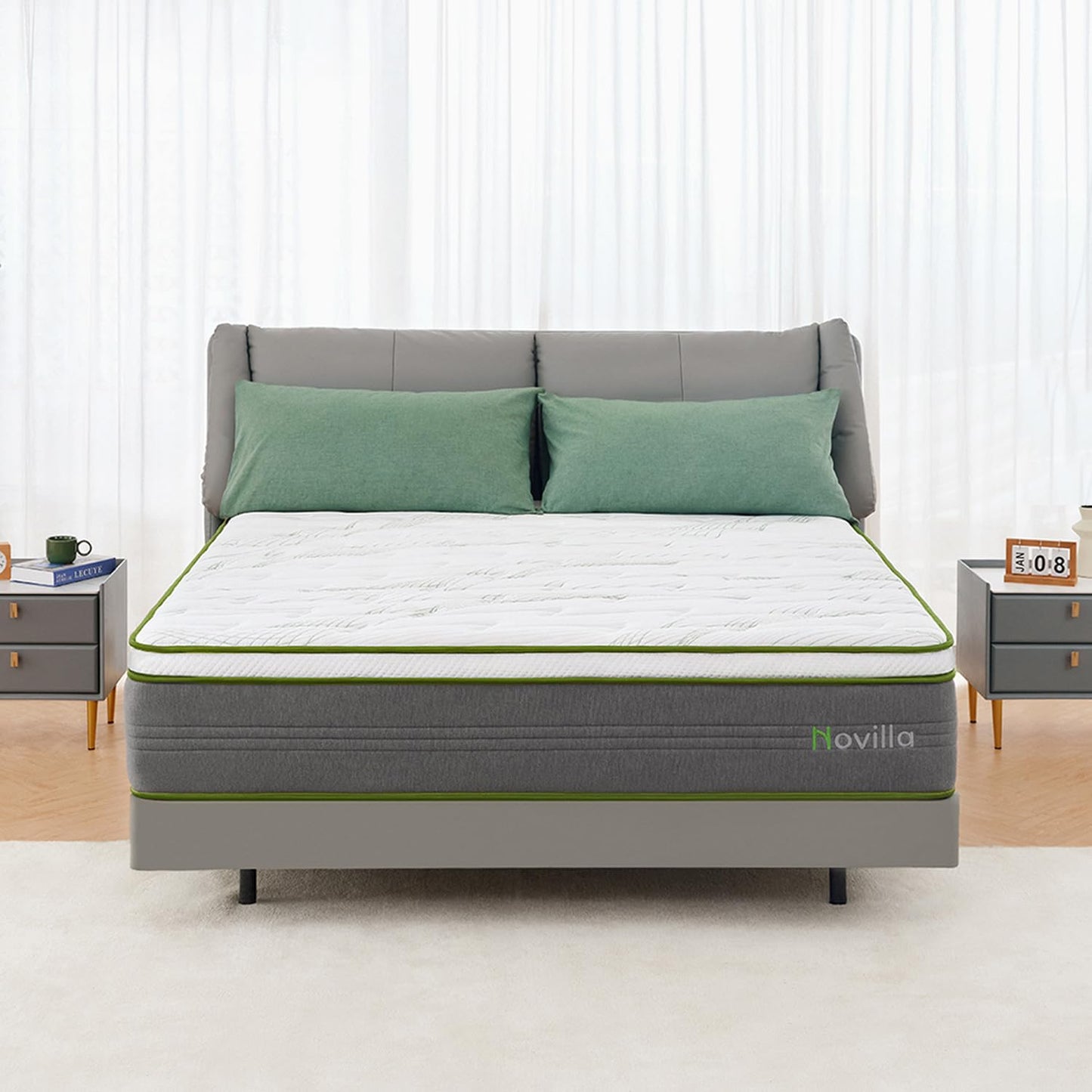 Novilla King Mattress,12 Inch Gel Memory Foam Hybrid Mattress with Individually Pocket Springs, Breathable Mattresses King for Cool Sleep,Motion Isolation & Pressure Relief, Medium Firm, vigour