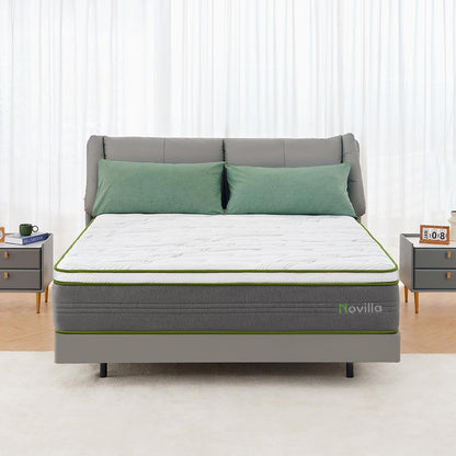 Novilla King Mattress,12 Inch Gel Memory Foam Hybrid Mattress with Individually Pocket Springs, Breathable Mattresses King for Cool Sleep,Motion Isolation & Pressure Relief, Medium Firm, vigour