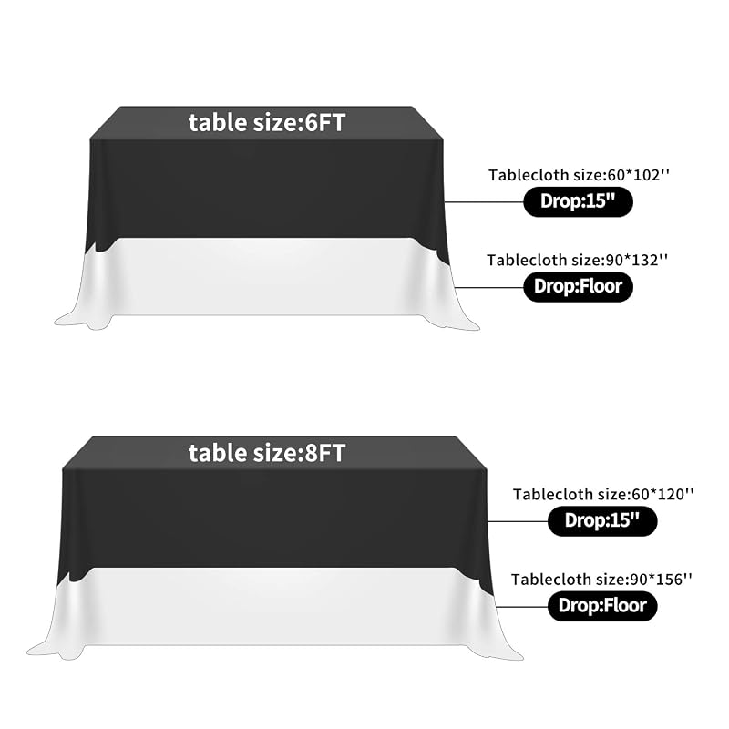 Fokitut 12 Pack Waterproof 60x120 Inch Rectangle Tablecloths - Wrinkle & Stain Resistant Polyester, Black Variation: Black+60x120''-12pack