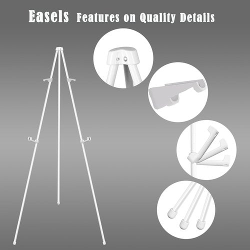 JIUYE Basic White Easel for Wedding Signs,Adjustable Height Floor Easel Stand for Display Posters Tripod Base,Hold Lightweight Arts Indoor use,Supports 4lbs,1Pack