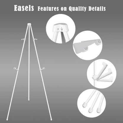 JIUYE Basic White Easel for Wedding Signs,Adjustable Height Floor Easel Stand for Display Posters Tripod Base,Hold Lightweight Arts Indoor use,Supports 4lbs,1Pack