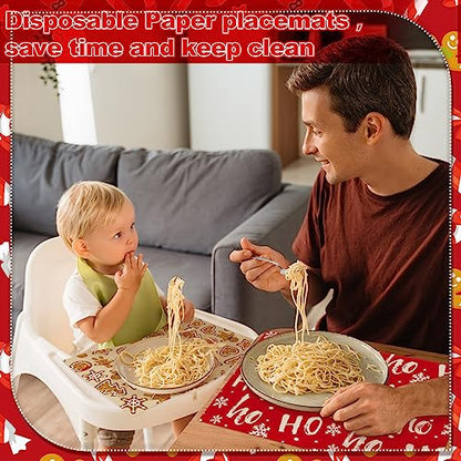 Christmas Disposable Paper Placemats 60 Pcs, 10.24 x 14.57 Inches - Holiday Table Decor