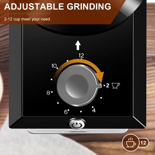 Electric Burr Coffee Grinder,Adjustable coffee grinder with 28 Precise Grind Setting for French Press, Drip Coffee and Espresso,12 Cups, (Black+ Light Gray)