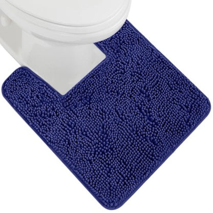 GORILLA GRIP Plush Absorbent Shaggy Chenille Bath Rug Mat for Square Toilet Base with Rubber Backing, Machine Washable Rugs, Soft Microfiber Contour Mats for Toilets, Bathroom Decor, Royal Blue