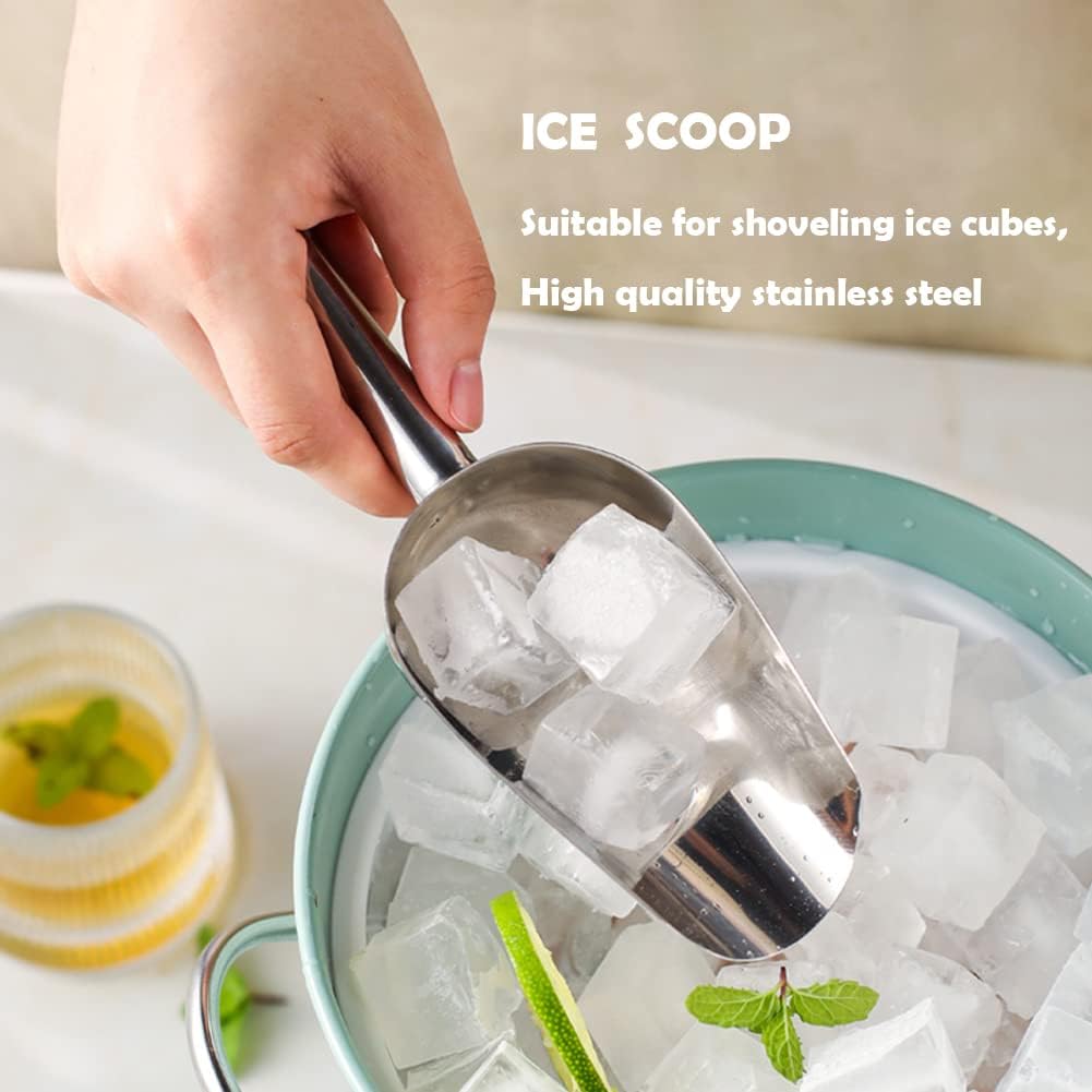 Skiennix Metal Ice Scoop - 6 Oz Stainless Steel Kitchen Scooper for Ice, Food & Pet Use