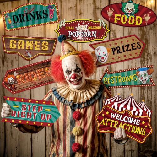 Halloween Carnival Directional Signs - 20 Pack for Party Decorations