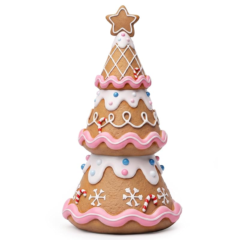 Gingerbread Christmas Tree Figurines – Resin 6 Inch Holiday Home Decor