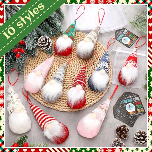 25 Pack Christmas Gnome Ornaments Gift Set with Greeting Cards & Bags - Festive Holiday Decor