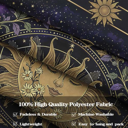 Fungarth Boho Sun and Moon Vintage Hippie Tapestry 60x44 Inch Midnight Purple