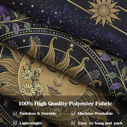 Fungarth Boho Sun and Moon Vintage Hippie Tapestry 60x44 Inch Midnight Purple