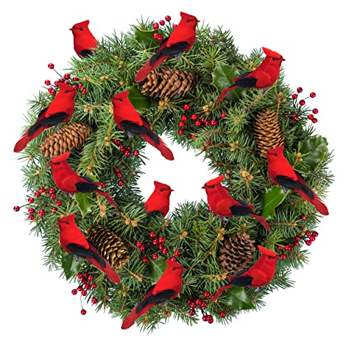 Set of 24 Clip-On Red Cardinal Christmas Tree Ornaments - 5 Inch Winter Wildlife Decor